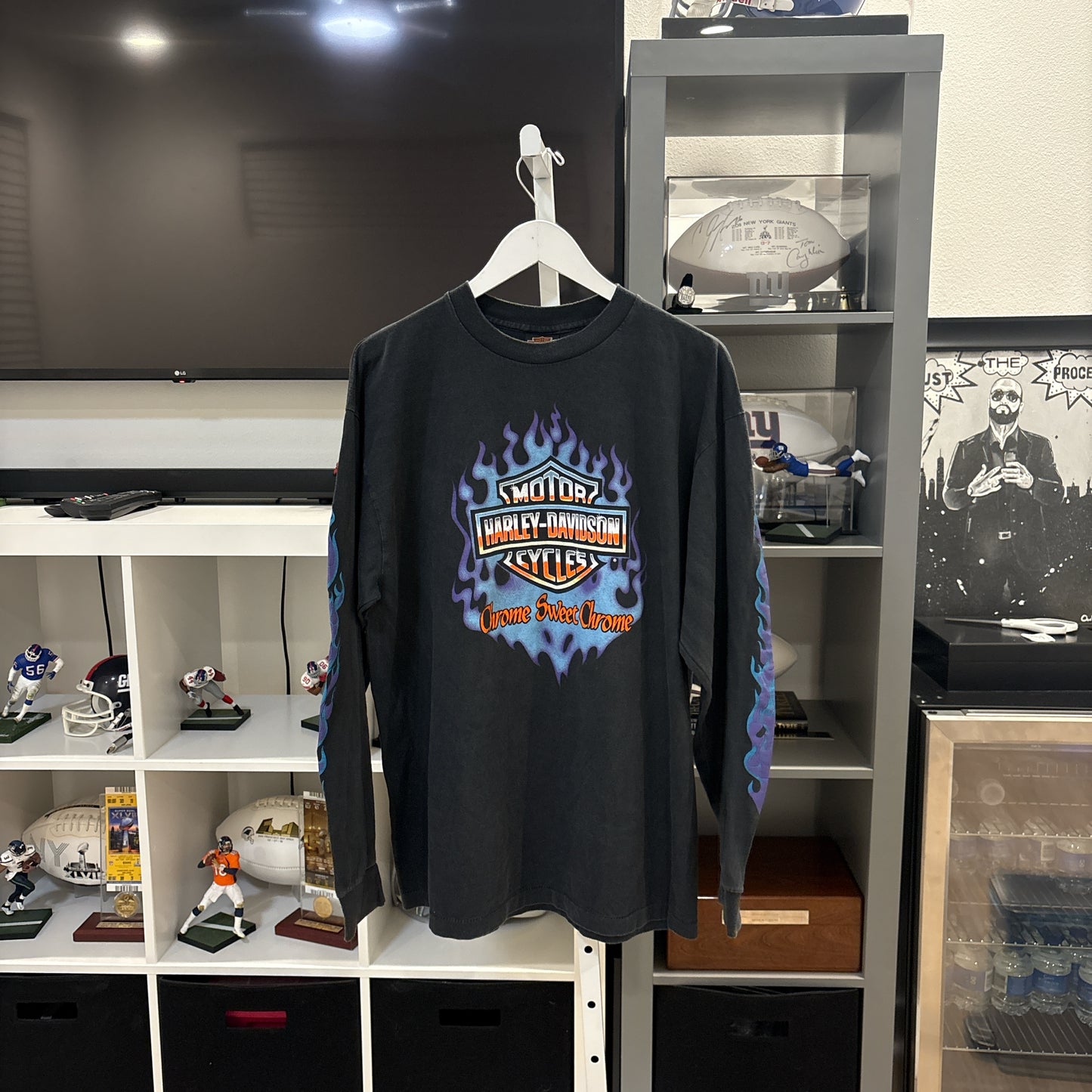 VTG BOOT Purple Chrome Flame Harley LS Tee