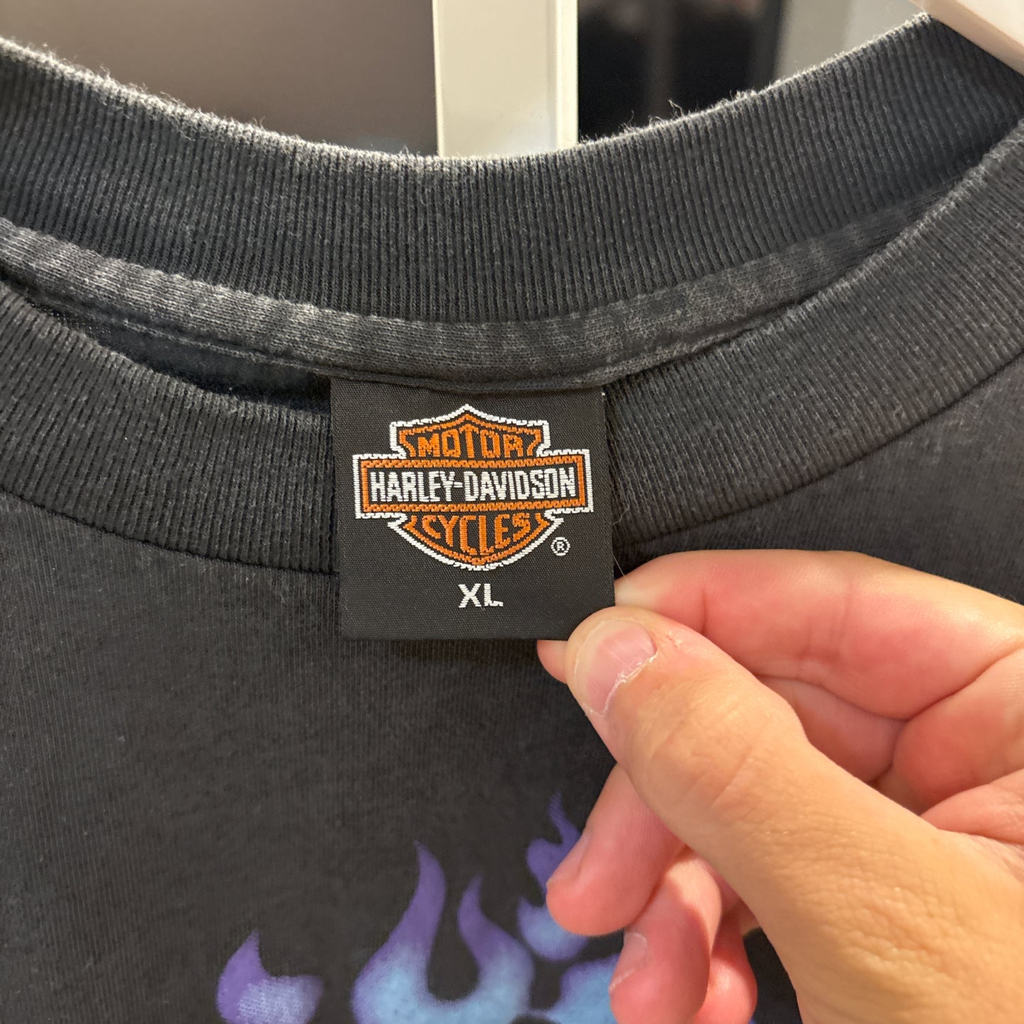 VTG BOOT Purple Chrome Flame Harley LS Tee